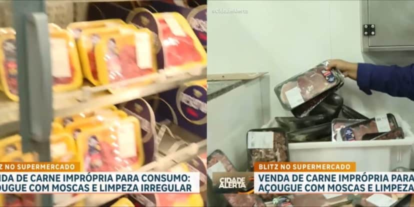 Carnes mostradas no supermercado rival do Carrefour - Foto: Record Carnes mostradas no supermercado rival do Carrefour - Foto: Record
