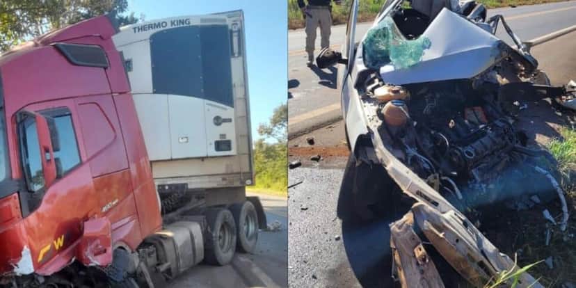 O carro bateu em uma carreta e o casal perdeu a vida na hora (Reprodução: Montagem TV Foco) O carro bateu em uma carreta e o casal perdeu a vida na hora (Reprodução: Montagem TV Foco)