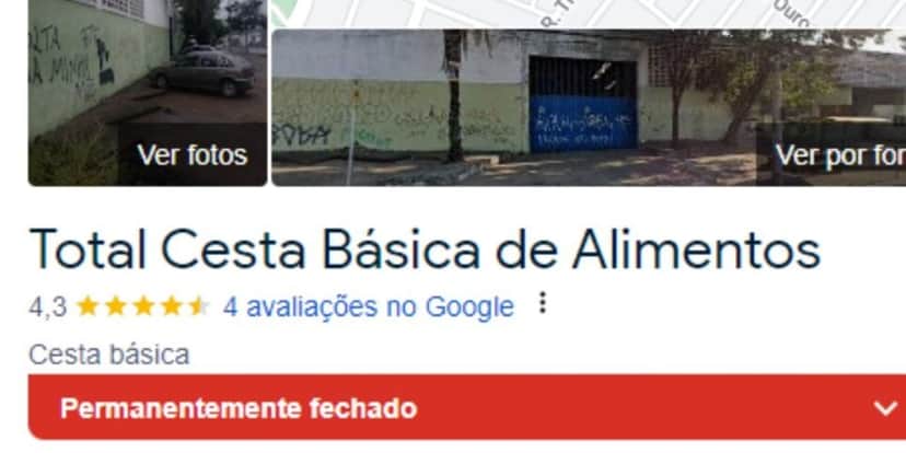 A Total Cesta Básica aparece como permanentemente fechada (Reprodução: Internet) A Total Cesta Básica aparece como permanentemente fechada (Reprodução: Internet)