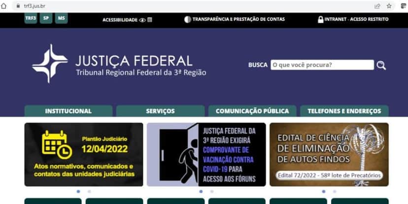 Acesse o site do TRF para conferir o valor e como sacar (Reprodução: Internet) Acesse o site do TRF para conferir o valor e como sacar (Reprodução: Internet)