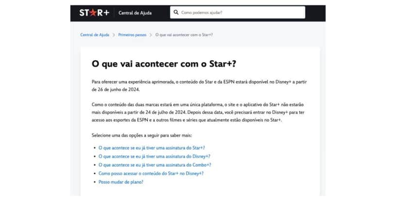 Comunicado Star+ (Foto: Reprodução / Site oficial) Comunicado Star+ (Foto: Reprodução / Site oficial)