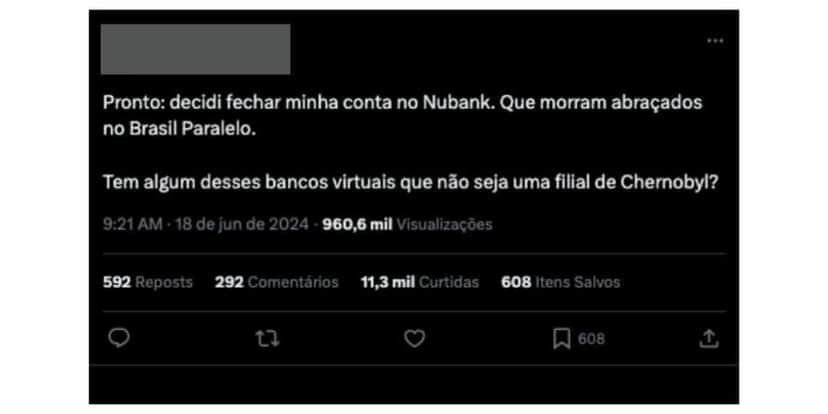 Publicação sobre cancelamento do Nubank (Foto: Reprodução X) Publicação sobre cancelamento do Nubank (Foto: Reprodução X)