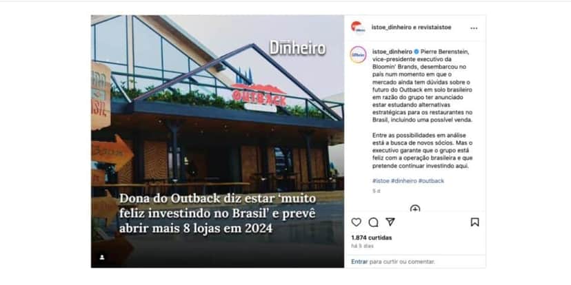 Notícia sobre o Outback (Foto: Reprodução / Globo) Notícia sobre o Outback (Foto: Reprodução / Globo)