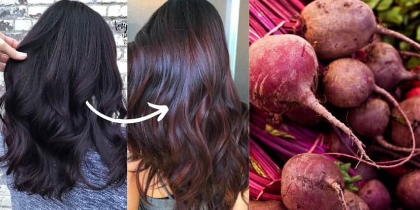 Tinta natural com beterraba deixa morenas com mechas vermelhas (Reprodução/Montagem/Pinterest/Canva) Tinta natural com beterraba deixa morenas com mechas vermelhas (Reprodução/Montagem/Pinterest/Canva)