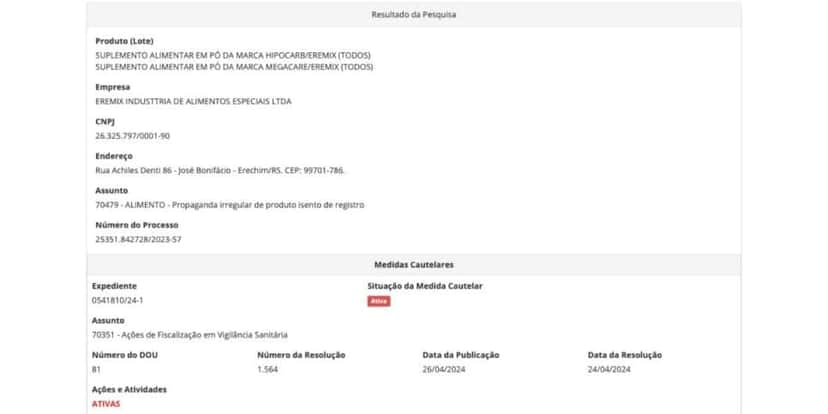 Publicação da medida cautelar (Reprodução/Consultas) Publicação da medida cautelar (Reprodução/Consultas)