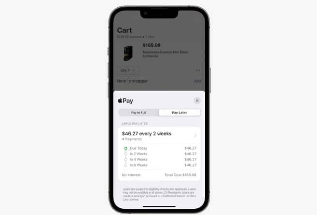 Apple Pay Later oferecia parcelamento em quatro vezes (Foto: Reprodução / Apple)