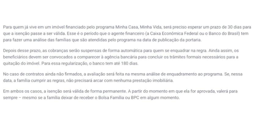 Comunicado do Serasa de como funciona a isenção de parcelas do Minhas Casa, Minha Vida - (Foto: Reprodução / internet) Comunicado do Serasa de como funciona a isenção de parcelas do Minhas Casa, Minha Vida - (Foto: Reprodução / internet)