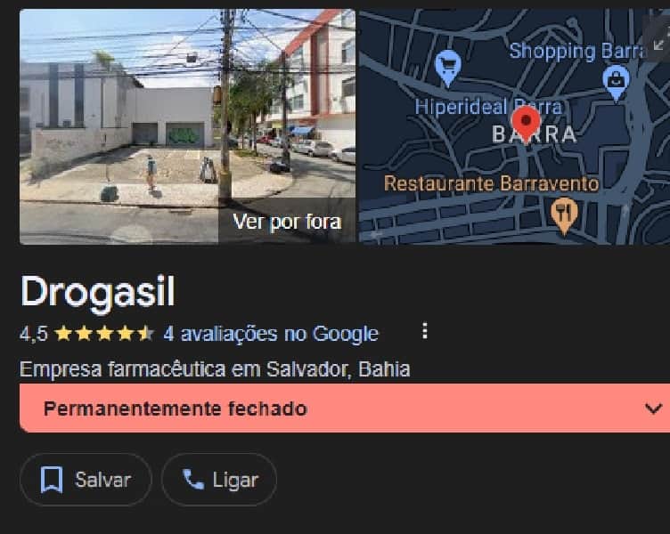 Drogasil na Rua Marquês de Caravelas, na Barra, Salvador, Bahia, fechou as portas (Foto: Reprodução / Google Maps) Drogasil na Rua Marquês de Caravelas, na Barra, Salvador, Bahia, fechou as portas (Foto: Reprodução / Google Maps)