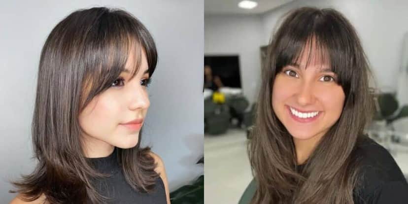 Franja Bardot é a da moda no momento (Reprodução: Montagem TV Foco) Franja Bardot é a da moda no momento (Reprodução: Montagem TV Foco)