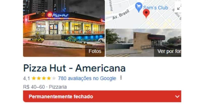 O local aparece como fechada permanentemente (Reprodução: Google Maps)