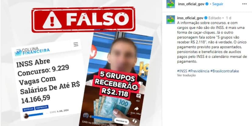Alerta do INSS para notícia envolvendo idosos e concurseiros (Foto: Divulgação) Alerta do INSS para notícia envolvendo idosos e concurseiros (Foto: Divulgação)