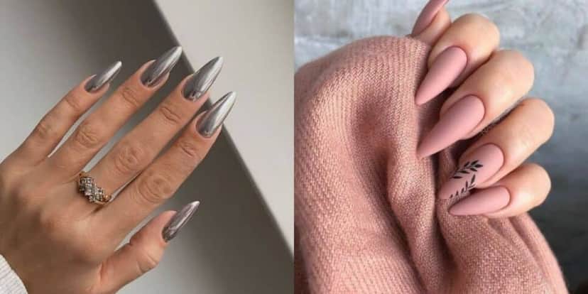 Esmalte prateado e nude (Reprodução/Pinterest) Esmalte prateado e nude (Reprodução/Pinterest)
