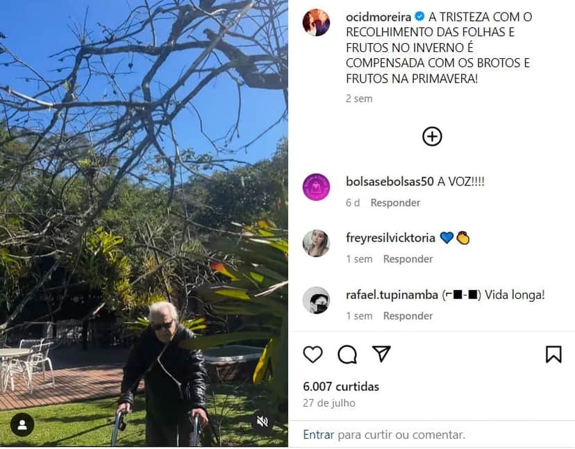 Veja como o ex-âncora da Globo vive hoje em dia, aos 96 anos (Foto: Reprodução/Instagram) Veja como o ex-âncora da Globo vive hoje em dia, aos 96 anos (Foto: Reprodução/Instagram)