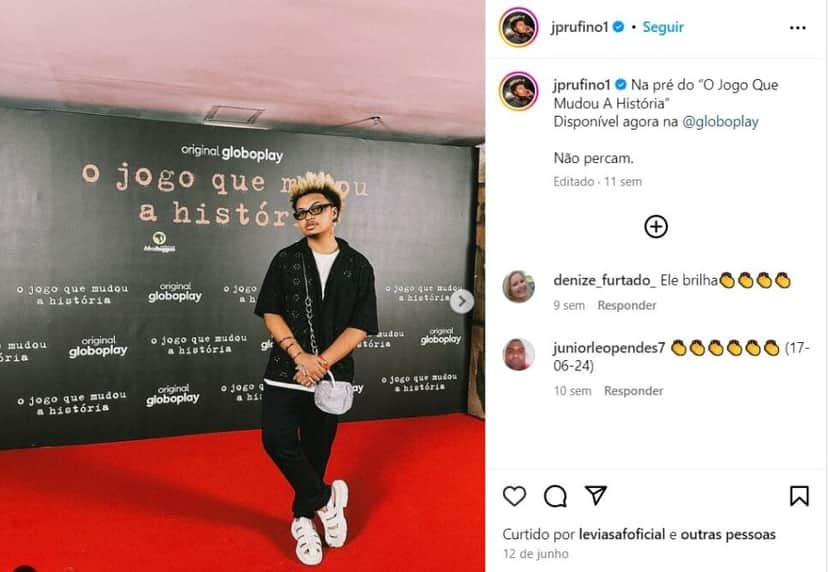 Ator em “O Jogo Que Mudou A História” da GloboPlay (Foto: Reprodução/Instagram) Ator em “O Jogo Que Mudou A História” da GloboPlay (Foto: Reprodução/Instagram)