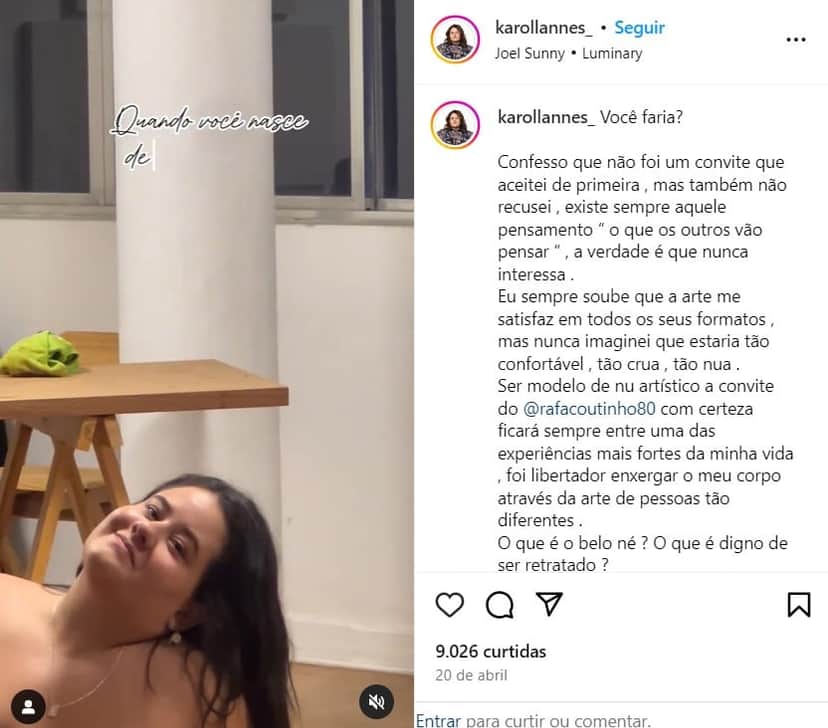 Karol Lannes, atriz de Avenida Brasil da Globo, fala sobre ensaio nu (Foto: Reprodução/Instagram) Karol Lannes, atriz de Avenida Brasil da Globo, fala sobre ensaio nu (Foto: Reprodução/Instagram)