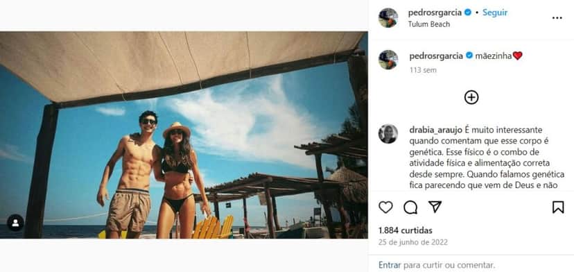 Pedro Garcia ao lado de sua mãe (Foto: Reprodução/Instagram) Pedro Garcia ao lado de sua mãe (Foto: Reprodução/Instagram)