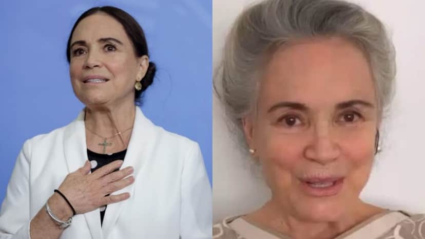 A atriz Regina Duarte quando largou a Globo e hoje em dia nas redes sociais (Fotos: Reprodução/ Instagram/ Montagem) A atriz Regina Duarte quando largou a Globo e hoje em dia nas redes sociais (Fotos: Reprodução/ Instagram/ Montagem)