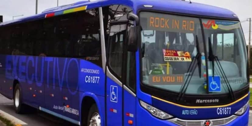Ônibus do RJ que leva direto ao Rock in Rio (Reprodução/VEJA RIO) Ônibus do RJ que leva direto ao Rock in Rio (Reprodução/VEJA RIO)