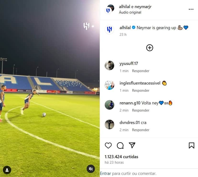 O famoso jogador de futebol da Seleção Brasileira voltou aos campos (Foto: Reprodução/Instagram) O famoso jogador de futebol da Seleção Brasileira voltou aos campos (Foto: Reprodução/Instagram)