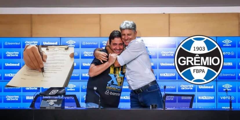 Alberto Guerra garante reforços para salvar Renato no Grêmio (Reprodução: Lucas Uebel / Montagem TV Foco) Alberto Guerra garante reforços para salvar Renato no Grêmio (Reprodução: Lucas Uebel / Montagem TV Foco)