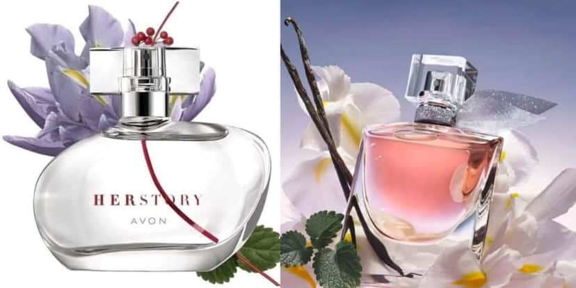 HerStory da Avon/La Vie Est Belle da Lancôme (Foto Reprodução/Montagem/Shopee/Beleza na Web) HerStory da Avon/La Vie Est Belle da Lancôme (Foto Reprodução/Montagem/Shopee/Beleza na Web)