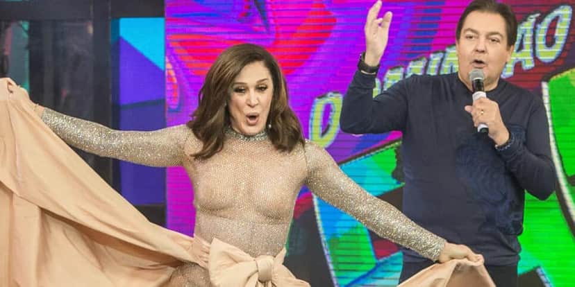 Claudia Raia com Faustão (Foto: Reprodução - Globo) Claudia Raia com Faustão (Foto: Reprodução - Globo)