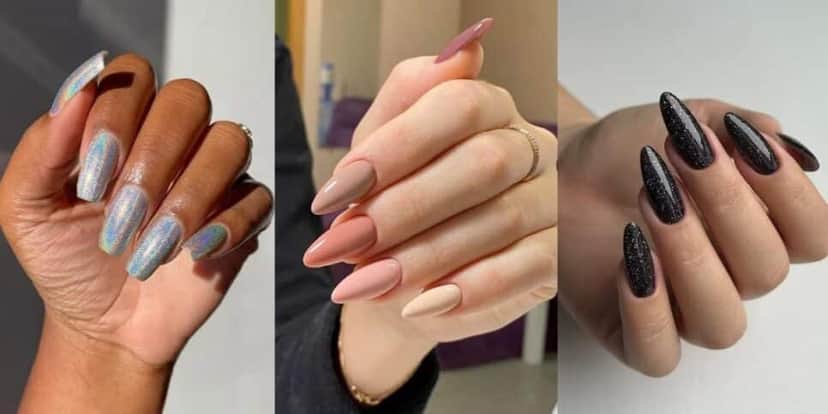 Esmalte prata, nude e preto (Reprodução/Pinterest) Esmalte prata, nude e preto (Reprodução/Pinterest)
