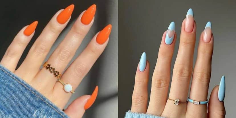 Esmalte laranja e azul (Reprodução/Pinterest) Esmalte laranja e azul (Reprodução/Pinterest)