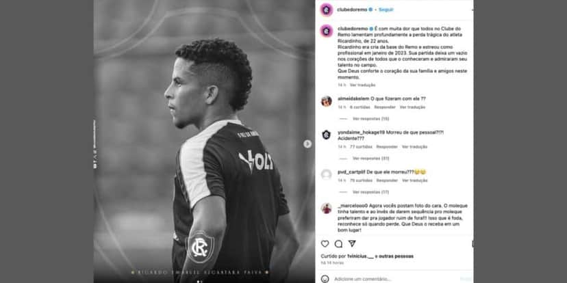 Nota de luto (Reprodução/Instagram) Nota de luto (Reprodução/Instagram)