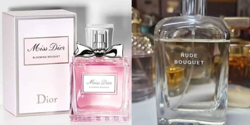 Miss Dior Blooming Bouquet da Dior/Nude Bouquet da Zara (Foto Reprodução/Montagem/Lennita/TV Foco/Beleza na Web/Zara) Miss Dior Blooming Bouquet da Dior/Nude Bouquet da Zara (Foto Reprodução/Montagem/Lennita/TV Foco/Beleza na Web/Zara)