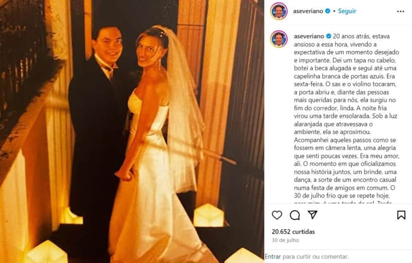 Apresentador comemora 20 anos de casado (Foto: Reprodução/Instagram) Apresentador comemora 20 anos de casado (Foto: Reprodução/Instagram)