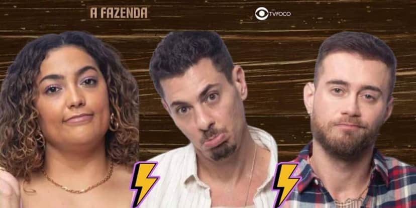 Camila, Sacha e Yuri em A Fazenda 16 (Foto: Reprodução / Record / Montagem TV Foco) Camila, Sacha e Yuri em A Fazenda 16 (Foto: Reprodução / Record / Montagem TV Foco)