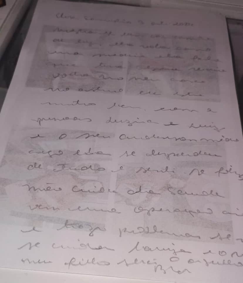 Carta psicografada de Eliza Samudio traz recado para mãe e filho (Foto: exclusiva TV Foco) Carta psicografada de Eliza Samudio traz recado para mãe e filho (Foto: exclusiva TV Foco)