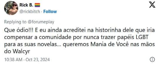 Público rejeita os rumos dos personagens da trama (Foto: Reprodução / X) Público rejeita os rumos dos personagens da trama (Foto: Reprodução / X)
