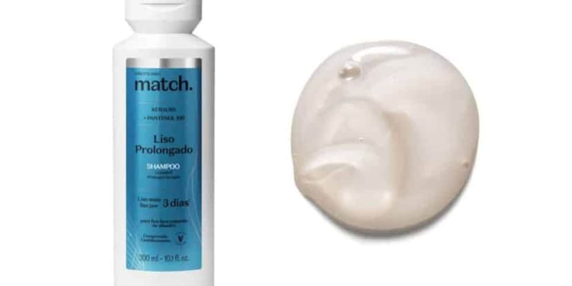 Shampoo Match Liso Prolongado tem aspecto perolado (Foto Reprodução/Boticário) Shampoo Match Liso Prolongado tem aspecto perolado (Foto Reprodução/Boticário)