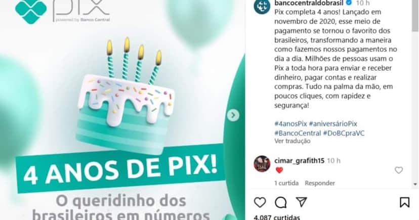 PIX completa 4 anos de história - (Foto: Instagram) PIX completa 4 anos de história - (Foto: Instagram)