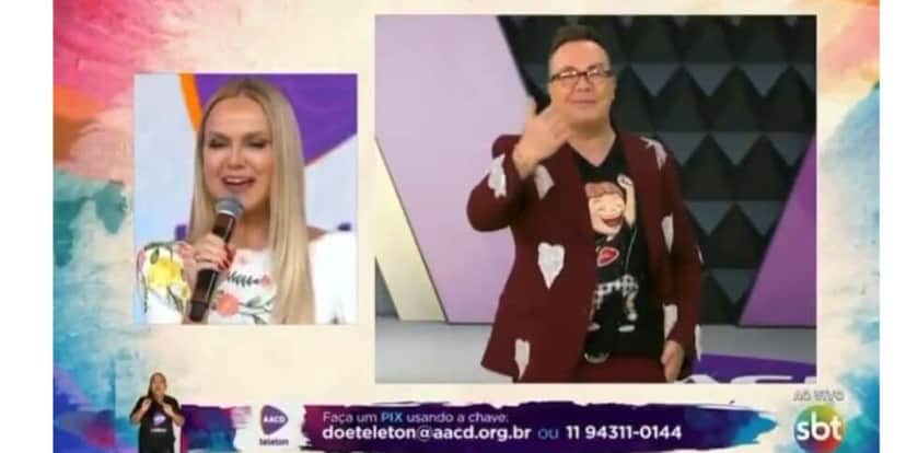 Eliana alfineta Felipeh Campos no Teleton (Foto: Globo) Eliana alfineta Felipeh Campos no Teleton (Foto: Globo)