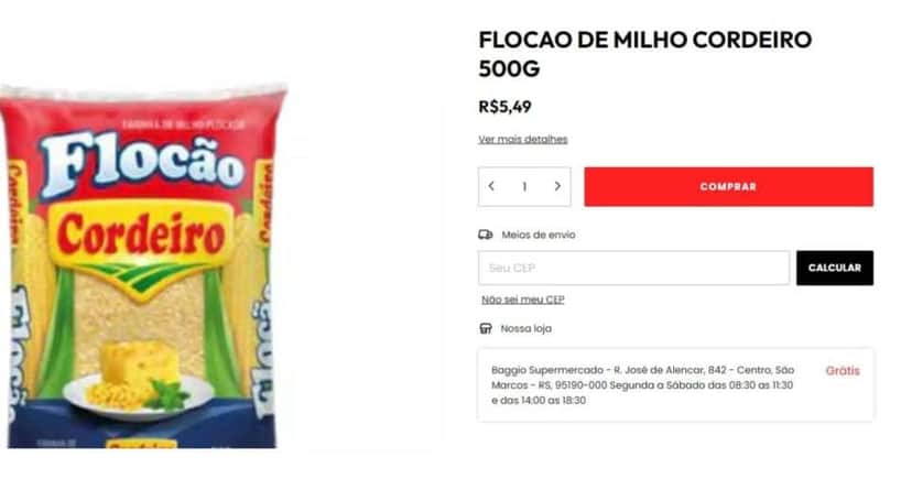 Flocão cordeiro voltou a ser vendido normalmente (Foto Reprodução/Google Shopping)