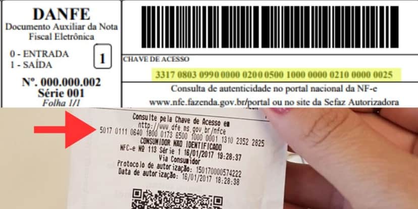 Chave de acesso da nota fiscal Danfe e de supermercado (Foto Reprodução/Montagem/Internet/Tv Foco/Canva) Chave de acesso da nota fiscal Danfe e de supermercado (Foto Reprodução/Montagem/Internet/Tv Foco/Canva)
