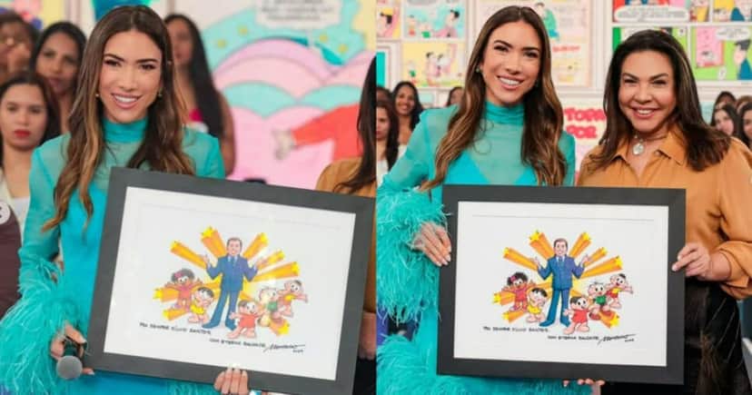Patrícia Abravanel recebe homanegm em nome de Silvio Santos (Foto: Reprodução/Montagem TV Foco) Patrícia Abravanel recebe homanegm em nome de Silvio Santos (Foto: Reprodução/Montagem TV Foco)
