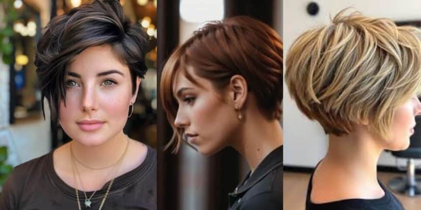 Pixie trazem mais volume aos fios, ainda mais inserindo uma franja (Foto Reprodução/Montagem/Lennita/Canva/Pinterest)