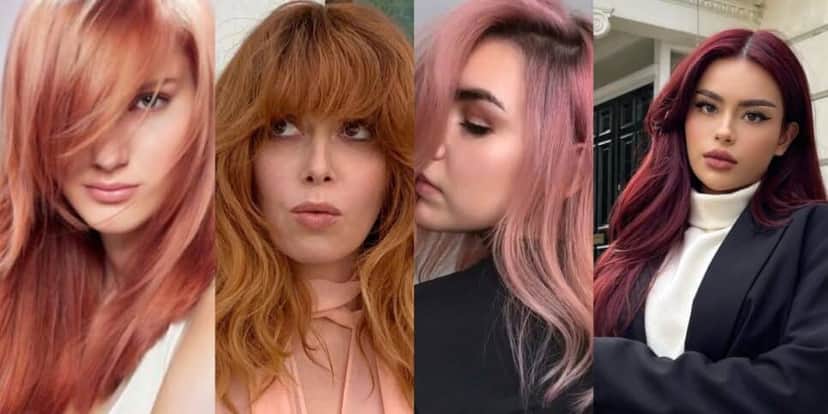 Ruivos rosé, acobreado, pêssego e vermelho cereja (Foto Reprodução/Montagem/Lennita/Tv Foco/Pinterest) Ruivos rosé, acobreado, pêssego e vermelho cereja (Foto Reprodução/Montagem/Lennita/Tv Foco/Pinterest)