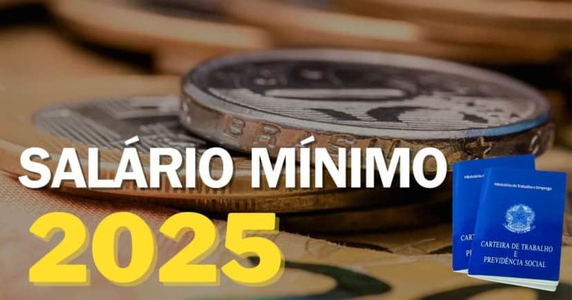 Salário mínimo de 2025 e carteira de trabalho (Foto: Reprodução / Ache Concursos / Canva) Salário mínimo de 2025 e carteira de trabalho (Foto: Reprodução / Ache Concursos / Canva)