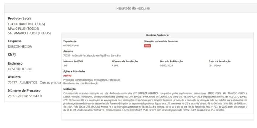 Decreto da ANVISA publicado no dia 09 de dezembro de 2024 (Foto Reprodução/ANVISA) Decreto da ANVISA publicado no dia 09 de dezembro de 2024 (Foto Reprodução/ANVISA)