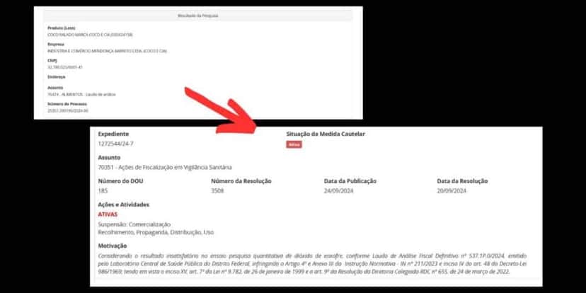 Resolução da ANVISA contra a Coco &Cia (Foto Reprodução/ANVISA) Resolução da ANVISA contra a Coco &Cia (Foto Reprodução/ANVISA)