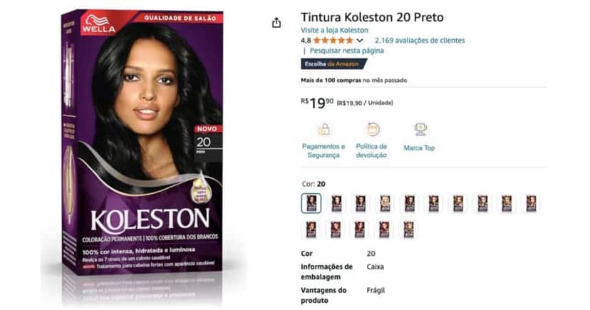 Tintura Koleston 20 Preto (Amazon) Tintura Koleston 20 Preto (Amazon)