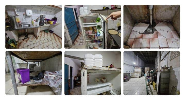 Pizzaria encontrada fora dos padrões sanitários exigidos para o seu funcionamento. Fotos: Cortesia Pizzaria encontrada fora dos padrões sanitários exigidos para o seu funcionamento. Fotos: Cortesia