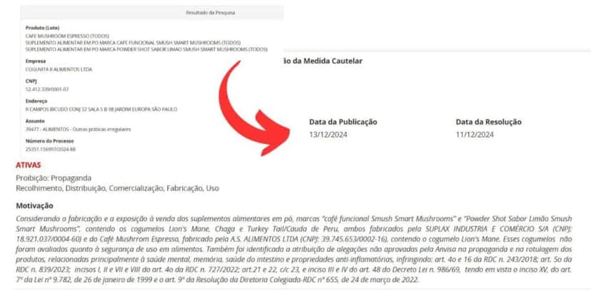 Resolução da ANVISA contra os suplementos mencionados (Foto Reprodução/ANVISA) Resolução da ANVISA contra os suplementos mencionados (Foto Reprodução/ANVISA)