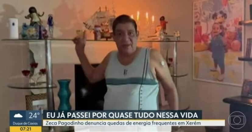 Sambista fala sobre falta de luz no RJ (Foto: Reprodução) Sambista fala sobre falta de luz no RJ (Foto: Reprodução)
