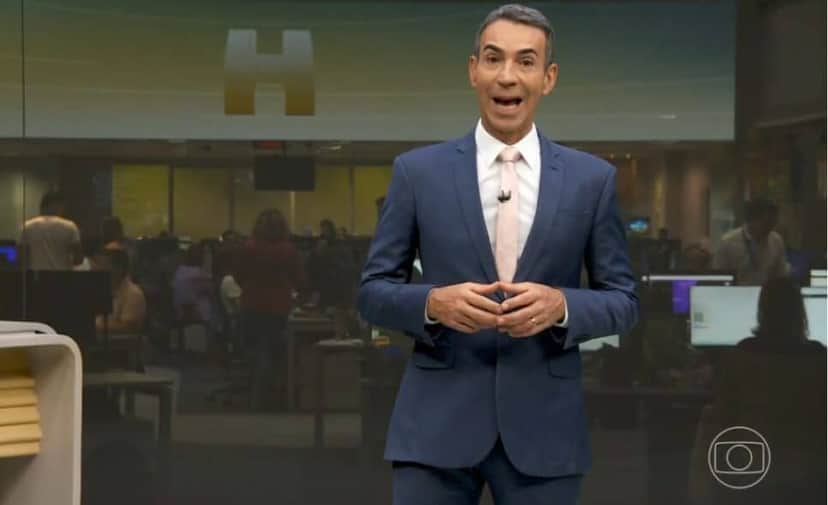 César Tralli, no Jornal Hoje (Foto Reprodução/Globo) César Tralli, no Jornal Hoje (Foto Reprodução/Globo)
